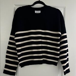 For The Republic Black and White Striped Sweater